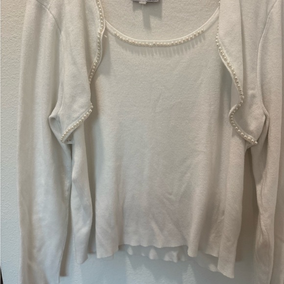 Milano White Sweater with Pearl Detail - Picture 2 of 4